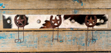 Rustic Western Cowboy Hat Rack with Genuine Cowhide Hair Background
