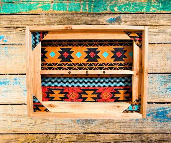 Belt Buckle Display Case - Southwest Design Background