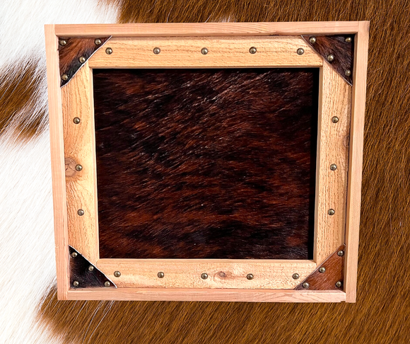 Western Ceremonial / Wedding Unity Cowhide Branding Frame - Wyoming Wood Smith